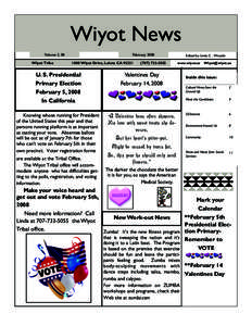 Wiyot News Wiyo t Tribe 1000 Wiyot Dr. Loleta, CA[removed]Phone: [removed]Fax: [removed]