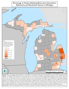 Percentage of Surface Drinking Water from Intermittent, Ephemeral or Headwater Streams in Michigan