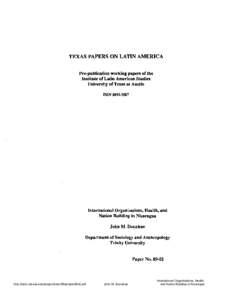 TEXAS PAPERS ON LATIN AMERICA Pre-publication working papers of the Institute of Latin American Studies University of Texas at Austin ISSN[removed]