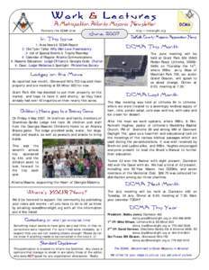 A Metropolitan Atlanta Masonic Newsletter Formerly the DCMA Crier June, 2007  In This Issue