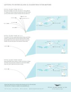 GETTING TO PETER ISLAND IS EASIER THAN EVER BEFORE. P ETER ISLAND FROM THE U . S . Now with more flights, more often, from more U.S. cities, getting to St. Thomas and Tortola is quicker and easier than ever. Which means 