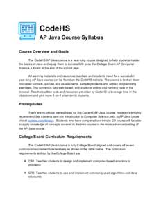    CodeHS   AP Java Course Syllabus     