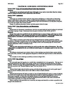 2003 Edition  Page 2D-1 CHAPTER 2D. GUIDE SIGNS—CONVENTIONAL ROADS Section 2D.01 Scope of Conventional Road Guide Sign Standards