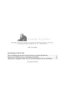 Forum Nicolai Beiträge zur Erforschung von Leben und Wirken Friedrich Nicolais und angrenzenden Themen des 18. Jahrhunderts