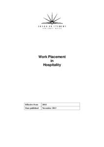 Work Placement  in Hospitality