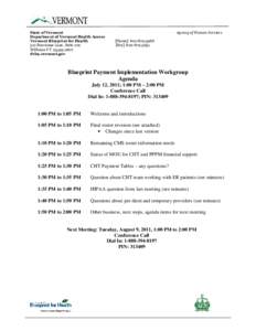 State of Vermont Department of Vermont Health Access Vermont Blueprint for Health 312 Hurricane Lane, Suite 201 Williston VT[removed]dvha.vermont.gov