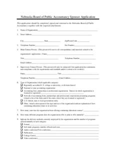 Nebraska Board of Public Accountancy Sponsor Application