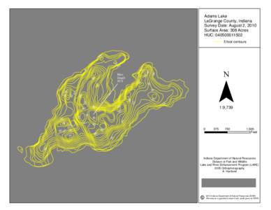 Adams Lake LaGrange County, Indiana Survey Date: August 2, 2010 Surface Area: 308 Acres HUC: [removed]foot contours