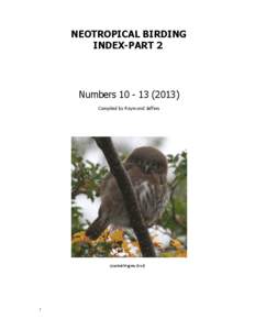 NEOTROPICAL BIRDING INDEX-PART 2 Numbers[removed]Compiled by Raymond Jeffers