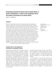 Q IWA Publishing 2006 Journal of Water and Health | 04.Suppl | Recognizing waterborne disease and the health effects of water contamination: a review of the challenges facing