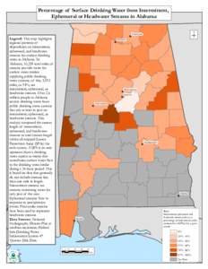 Percentage of Surface Drinking Water from Intermittent, Ephemeral or Headwater Streams in Alabama