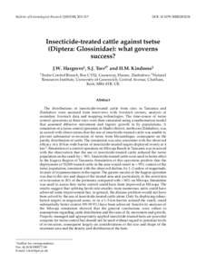 Bulletin of Entomological Research, 203–217  DOI: BER2003234 Insecticide-treated cattle against tsetse (Diptera: Glossinidae): what governs