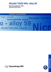 Nicrofer ® 5923 hMo - alloy 59 Material Data Sheet No[removed]December 2005 Edition