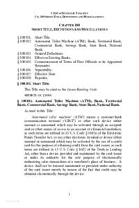 11 GCA FINANCE & TAXATION CH. 100 SHORT TITLE, DEFINITIONS AND MISCELLANEOUS CHAPTER 100 SHORT TITLE, DEFINITIONS AND MISCELLANEOUS § [removed]Short Title.