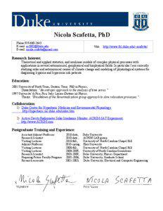 Nicola Scafetta, PhD Phone:[removed]E-mail: [removed]