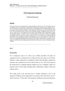 ISSN 1393-614X Minerva - An Open Access Journal of Philosophy): ____________________________________________________ The Perspective Challenge Tommi Lehtonen