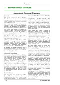PUBLICATIONS  ! Environmental Sciences Atmospheric Elemental Dispersion Journals S.M. Almeida, C.A. Pio, M.C. Freitas, M.A. Reis,