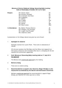 Minutes of Norton Radstock College Governing Body meeting