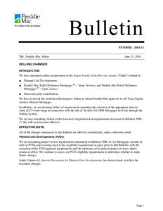 Bulletin NUMBER: [removed]TO: Freddie Mac Sellers June 15, 2010