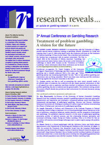 VOLUME 3 • ISSUE 2 DECEMBERJANUARY 2004 About The Alberta Gaming Research Institute