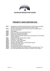 AUSTRALIAN RESUSCITATION COUNCIL  FREQUENTLY ASKED QUESTIONS (FAQ)