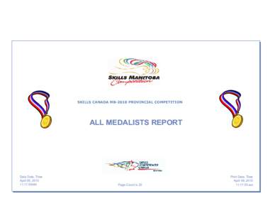 SKILLS CANADA MB-2010 PROVINCIAL COMPETITION  ALL MEDALISTS REPORT Data Date, Time April 09, 2010