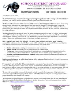 SCHOOL DISTRICT OF DURAND Our Vision: Our children will be respectful, responsible and resourceful. Our Mission: To stimulate, facilitate and educate. th[removed]Avenue East PO Box 190