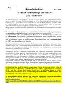 GesundheitsdienstJS/GB Merkblatt für Beschäftigte und Reisende Zika-Virus-Infektion