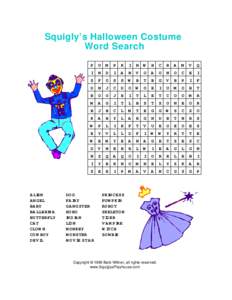 Squigly’s Halloween Costume Word Search P U M P