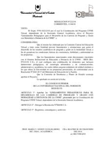 Universidad Nacional del Nordeste Rectorado RESOLUCION NºCORRIENTES, VISTO: El Expte. Nºpor el cual la Coordinación del Programa UNNE