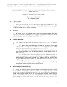 AD HOC WORKING GROUP ON THE DURBAN PLATFORM FOR ENHANCED ACTION Eighth part of the second session (ADP 2.8) Geneva, Switzerland, 8–13 February 2015 DEDICATED MEETING ON WAYS AND MEANS TO ADVANCE THE TECHNICAL EXAMINATI