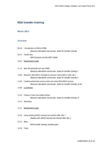 RDA transfer training. Schedule. Last revised March[removed]RDA transfer training March[removed]Schedule