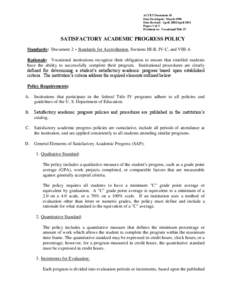 ACCET Document 18 Date Developed: March 1990 Date Revised: April 2002/April 2011 Pages: 1 of 3 Pertinent to: Vocational/Title IV