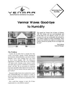 Swimming Pool Humidity Cost-effective ventilation for people Venmar Waves Good-bye to Humidity