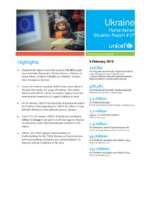 Ukraine Humanitarian Situation Report # 27 SITUATION IN NUMBERS