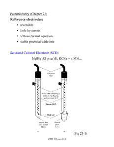 Potentiometry (Chapter 23) Reference electrodes: • reversible