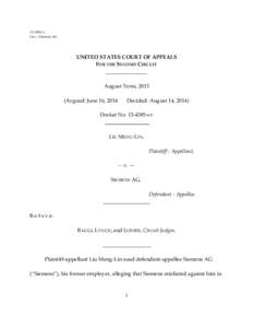 13‐4385‐cv Liu v. Siemens AG UNITED STATES COURT OF APPEALS FOR THE SECOND CIRCUIT                                