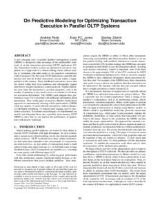 Information / Database management systems / Database / H-Store / Two-phase commit protocol / Schedule / Concurrency control / Stored procedure / SQL / Transaction processing / Data management / Data