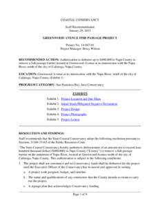 COASTAL CONSERVANCY Staff Recommendation January 29, 2015 GREENWOOD AVENUE FISH PASSAGE PROJECT Project No[removed]Project Manager: Betsy Wilson