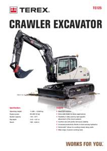 TC125  CRAWLER EXCAVATOR Speciﬁcations