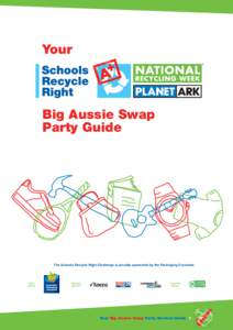 Your  Big Aussie Swap Party Guide  The Schools Recycle Right Challenge is proudly sponsored by the Packaging Covenant