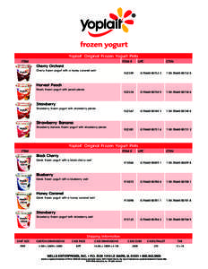 frozen yogurt Yoplait® Original Frozen Yogurt Pints ITEM ITEM #