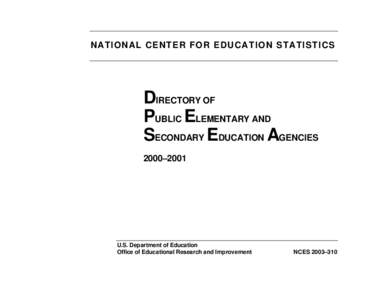 Directory of Public Elementary and Secondary Education Agencies 2000–2001