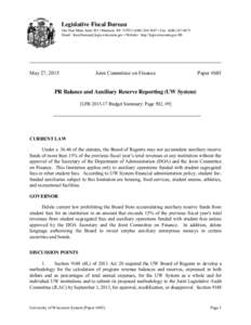 Legislative Fiscal Bureau One East Main, Suite 301 • Madison, WI 53703 • ( • Fax: (Email:  • Website: http://legis.wisconsin.gov/lfb May 27, 2015