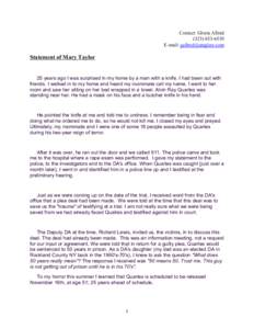 Contact: Gloria Allred[removed]E-mail: [removed] Statement of Mary Taylor