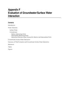 Appendix F Evaluation of Groundwater/Surface Water Interaction Contents Introduction Water Chemistry
