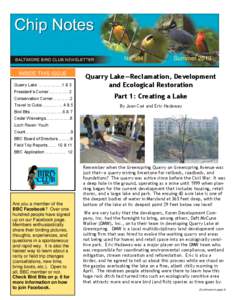 No. 384 INSIDE THIS ISSUE Quarry Lake ... …………..1 & 3 President’s Corner..….. ……. 2  Summer 2013