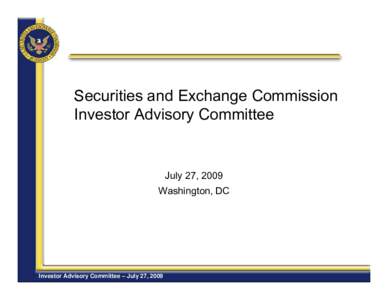 Securities and Exchange Commission Investor Advisory Committee
