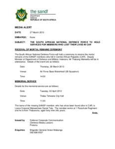 Microsoft Word - The SANDF receives the mortal remains of its deceased members.doc