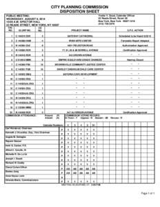 CITY PLANNING COMMISSION DISPOSITION SHEET Yvette V. Gruel, Calendar Officer 22 Reade Street, Room 2E New York, New York[removed][removed]